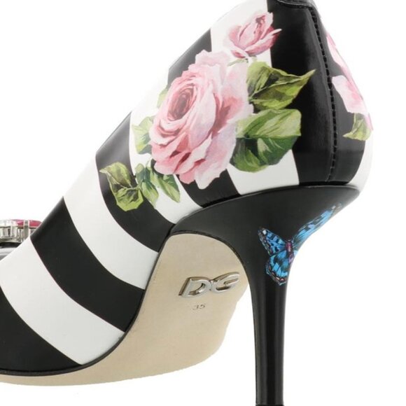 NWOT Dolce & Gabbana Floral Striped Heels - Picture 3 of 5